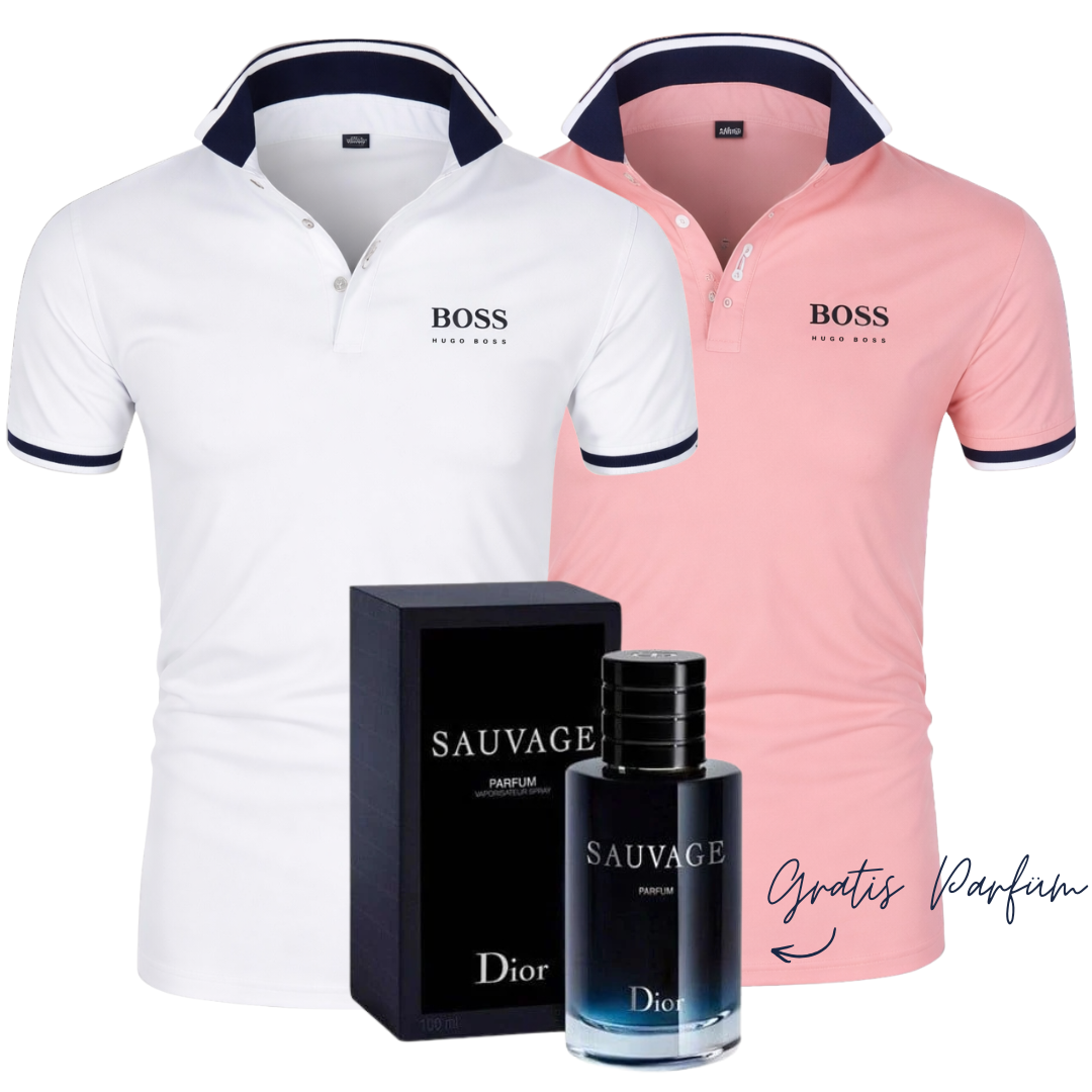 2 für 1 DEAL: 2 Premium Polos + GRATIS Parfum
