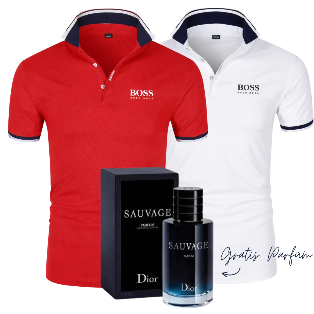 2 für 1 DEAL: 2 Premium Polos + GRATIS Parfum
